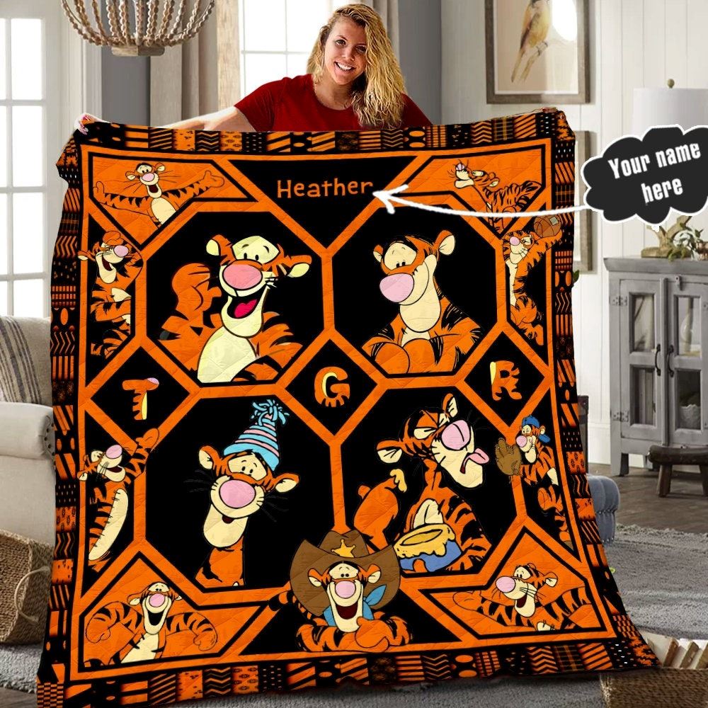 Personalized Disney Tigger Quilt Winnie The Pooh Tigger Blanket Disney Tigger Birthday Gifts Tigger Christmas Gift For Kids