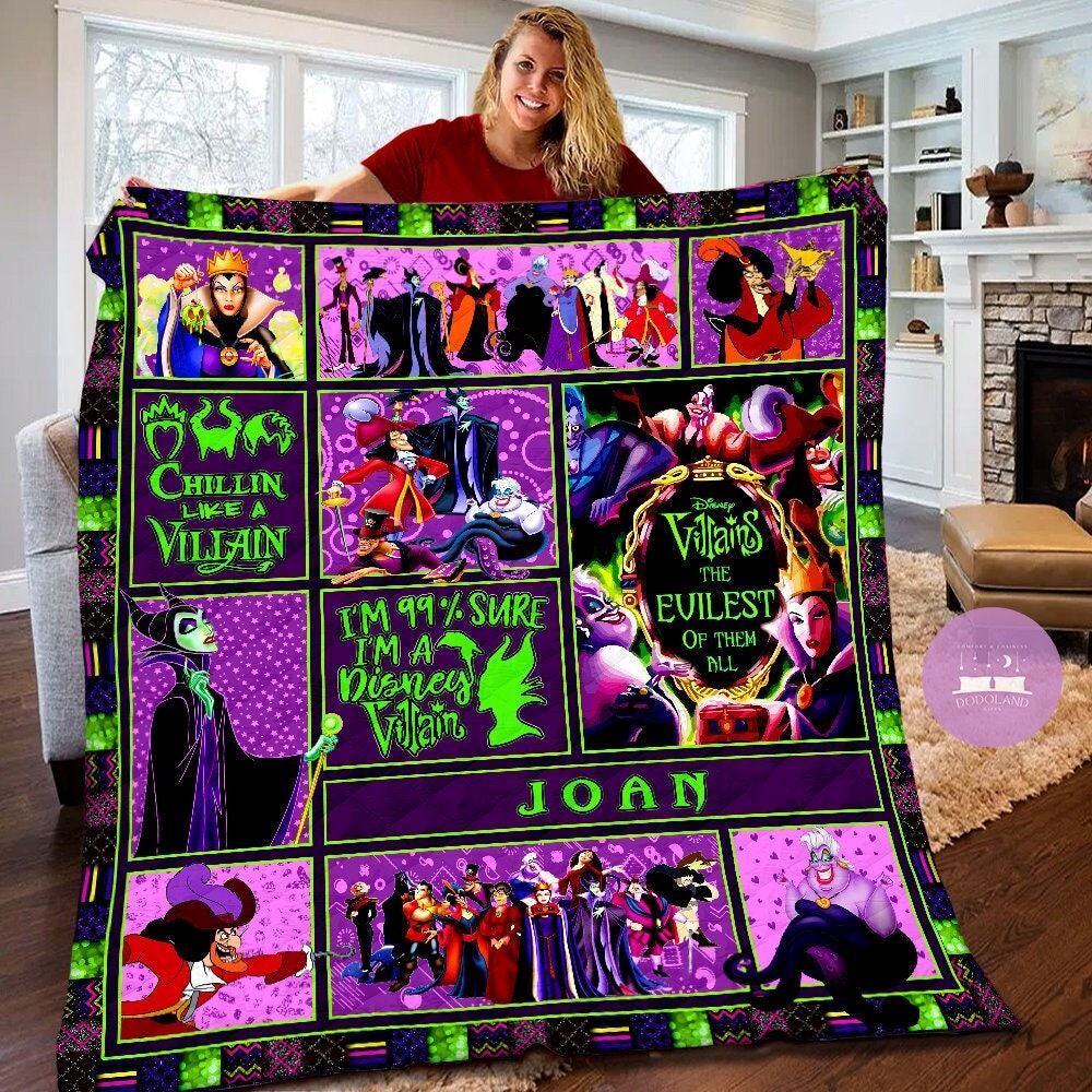 Personalized Disney Villains Quilt Disney Villains Fleece Blanket Disney Villains Themed Birthday Party Disney Villains Halloween Gift