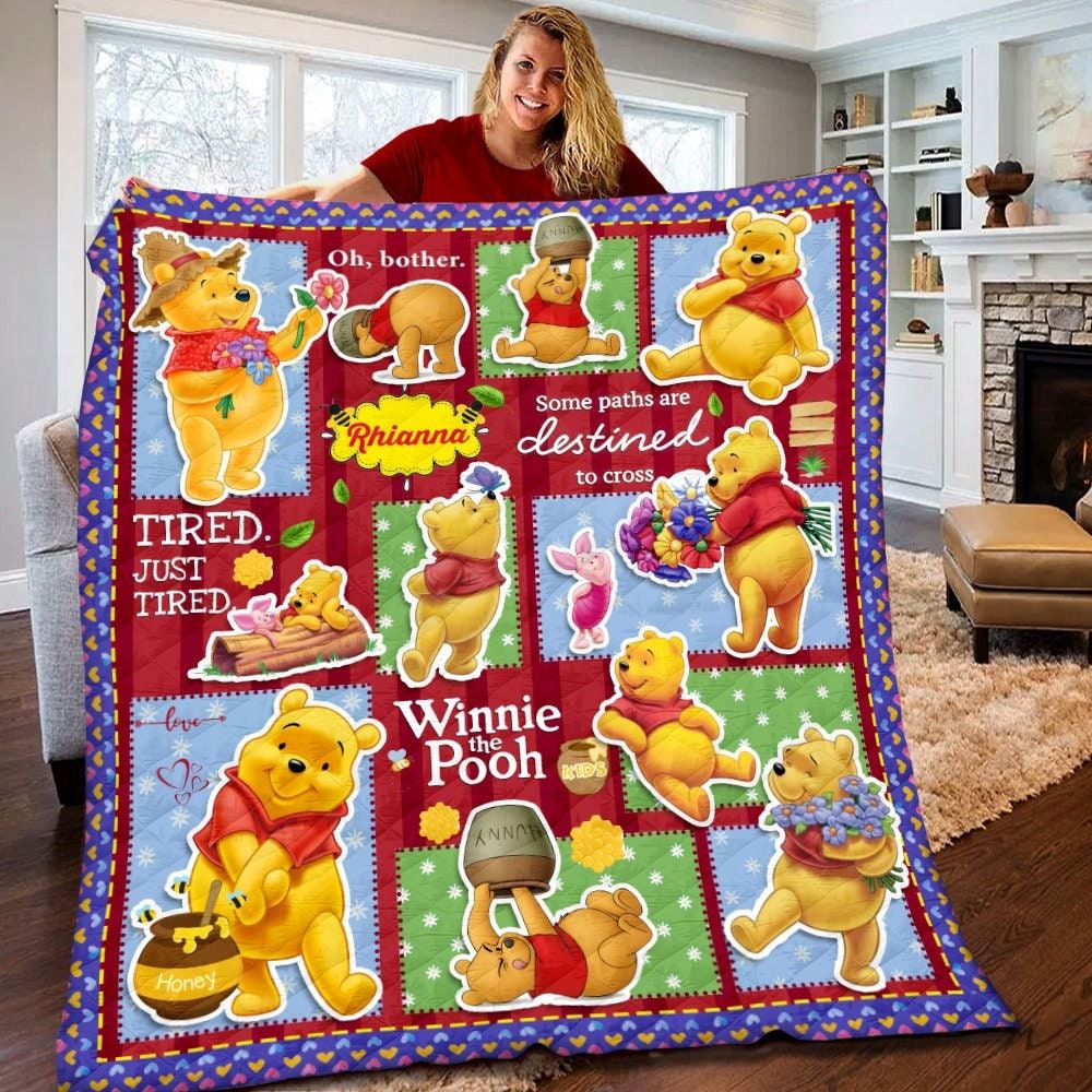 Personalized Disney Winnie The Pooh Quilt Winnie The Pooh Blanket Disney Winnie Pooh Birthday Gifts Disney Christmas Gift For Kids Z1je3