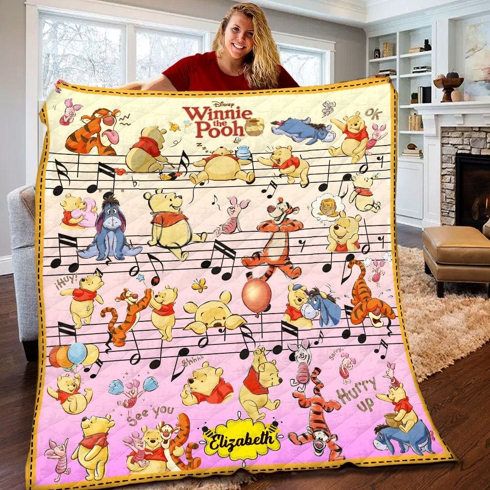 Personalized Disney Winnie The Pooh Quilt Winnie The Pooh Blanket Disney Winnie Pooh Birthday Gifts Disney Christmas Gift For Kids