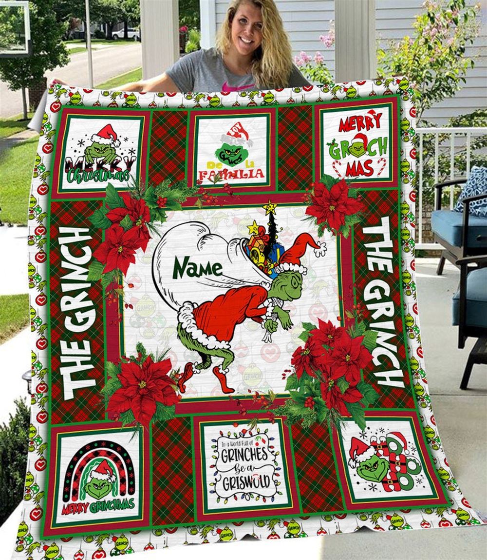 Personalized Dr Seuss The Grinch Quilt Grinch Blanket How The Grinch Stole Christmas Christmas Quilt Blanket Christmas Gifts Vucj7