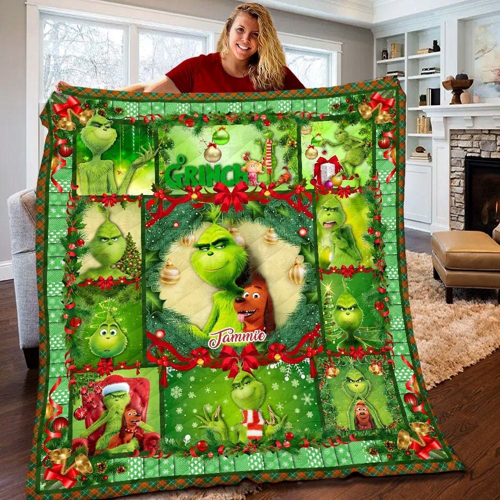 Personalized Dr Seuss The Grinch Quilt Grinch Blanket How The Grinch Stole Christmas Christmas Quilt Blanket Christmas Gifts