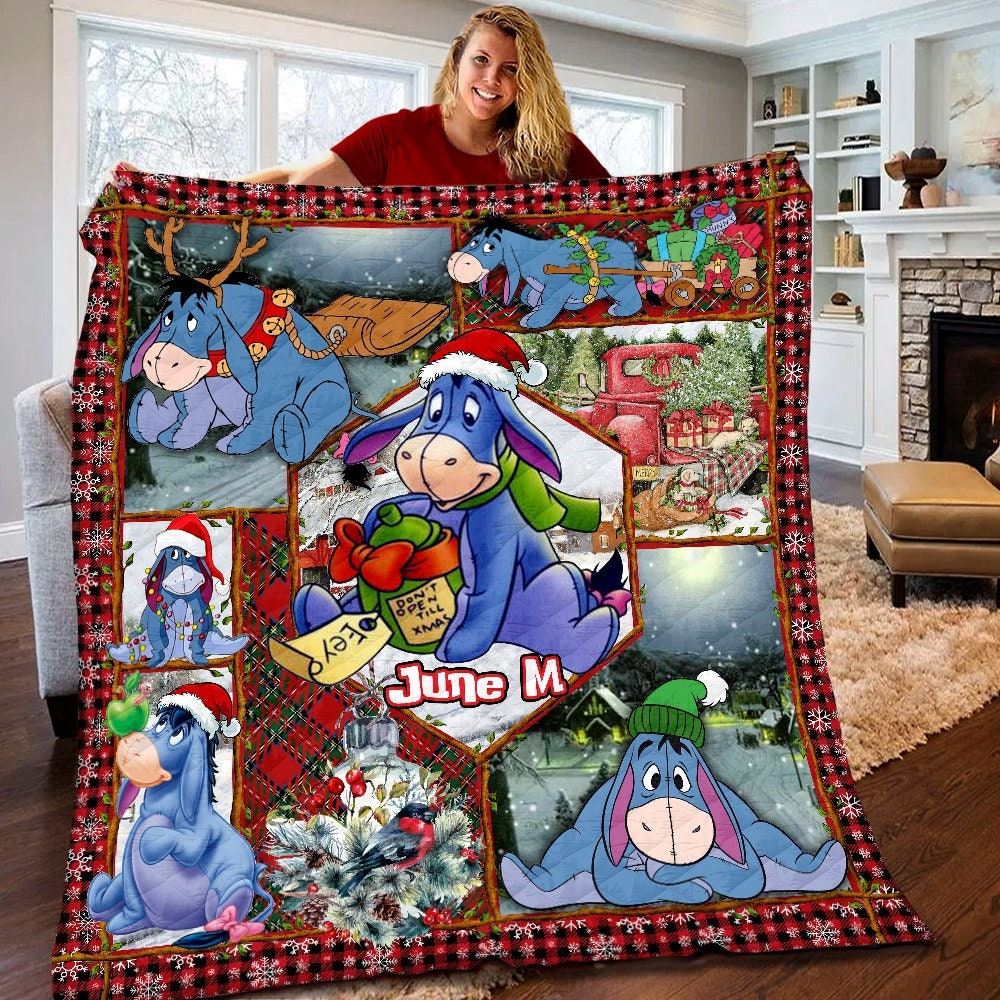 Personalized Eeyore Quilt Winnie Pooh Eeyore Christmas Blanket Winnie The Pooh Christmas Gifts Eeyore Christmas Gifts For Kids