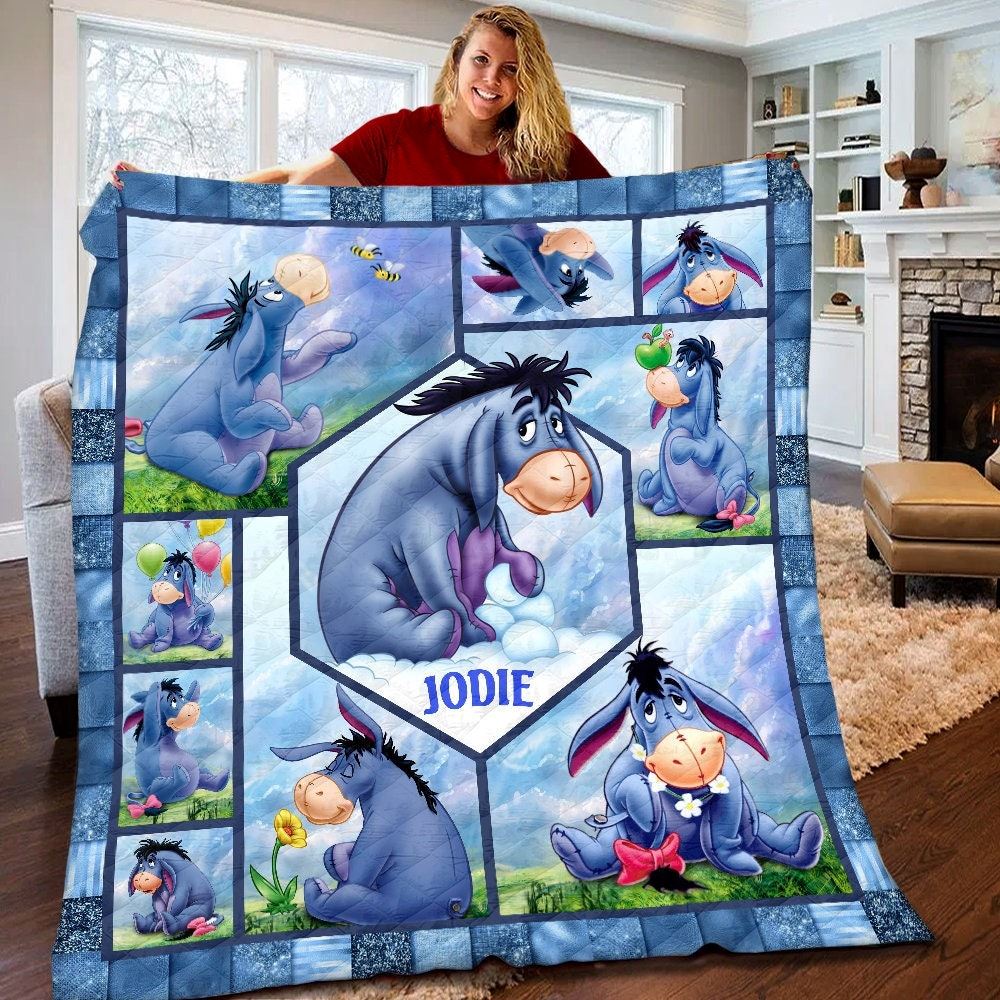 Personalized Eeyore Quilt Winnie Pooh Eeyore Fleece Blanket Winnie The Pooh Birthday Gifts Eeyore Christmas Gifts For Kids