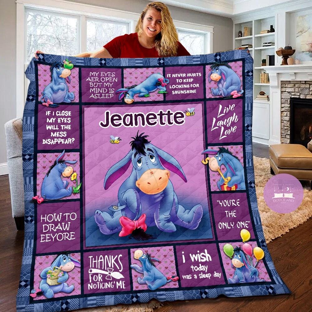 Personalized Eeyore Quilt Winnie Pooh Eeyore Fleece Blanket Winnie The Pooh Eeyore Birthday Theme Party Eeyore Christmas Gifts A6fvi