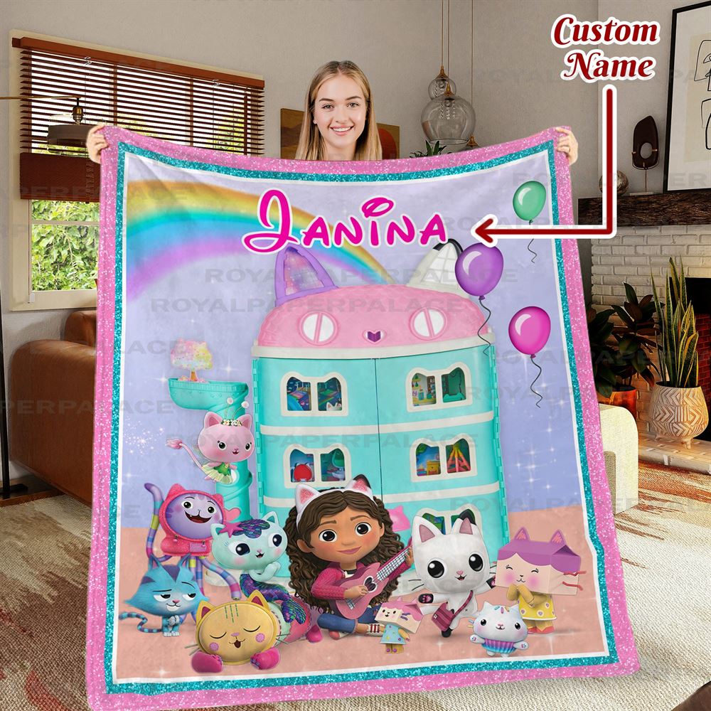 Personalized Gabbys Dollhouse Birthday Party Kid Blanket Gift Ideas