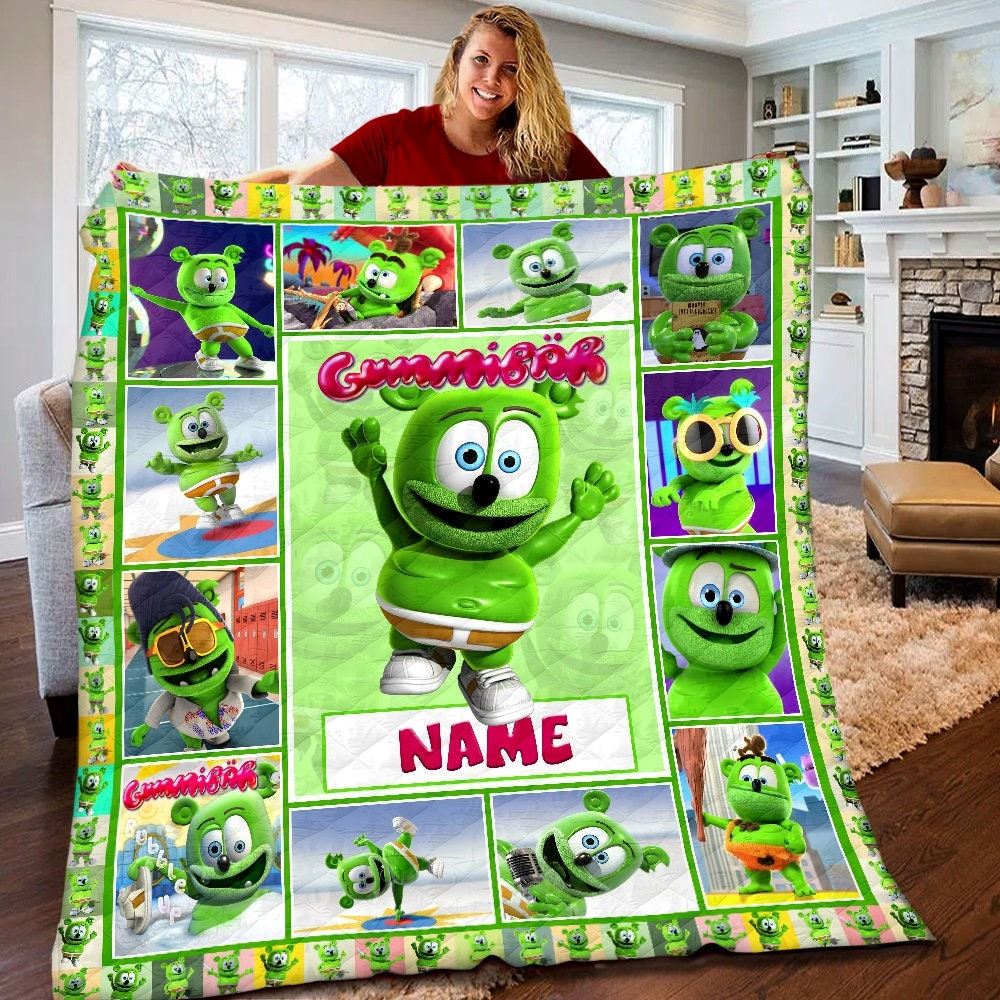 Personalized Gummibar Quilt Gummibar Fleece Blanket Gummy Bear Birthday Gifts For Toddlers Gummibar Christmas Gifts For Kids