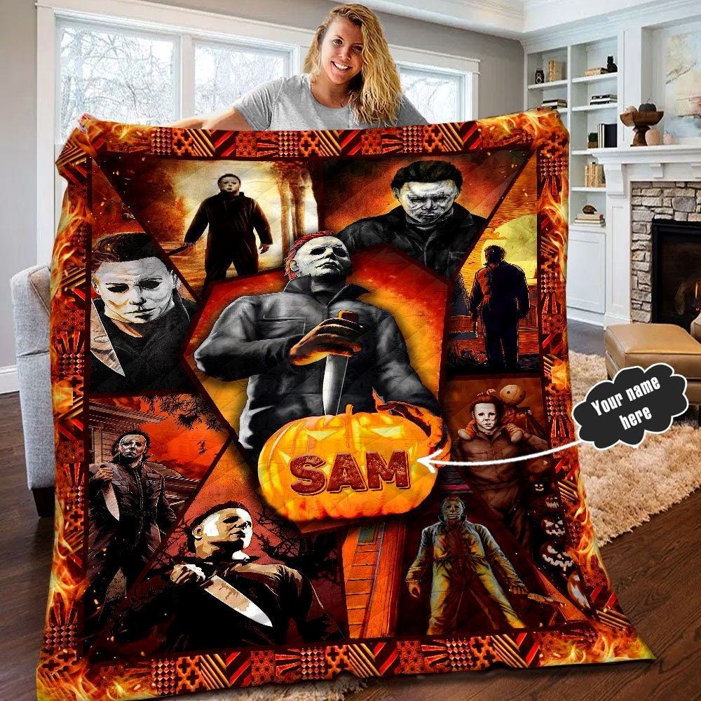 Personalized Halloween Michael Myers Quilt Michael Myers Halloween Blanket Michael Myers Halloween Gifts Halloween Movie Quilt Blanket