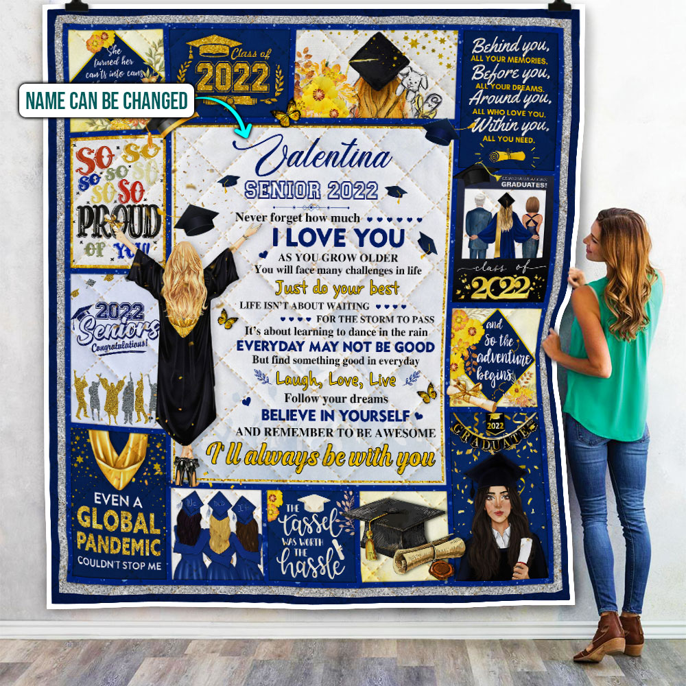 Personalized Happy Graduation Senior 2022 Its About Learning To Dance In The Rain Quilt Blanket Lha1407qct