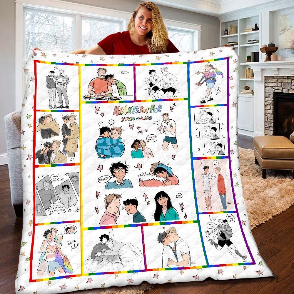 Personalized Heartstopper Quilt Lgbtq+ Heartstopper Fleece Blanket Alice Oseman Heartstopper Merch Heartstopper Charlie And Nick