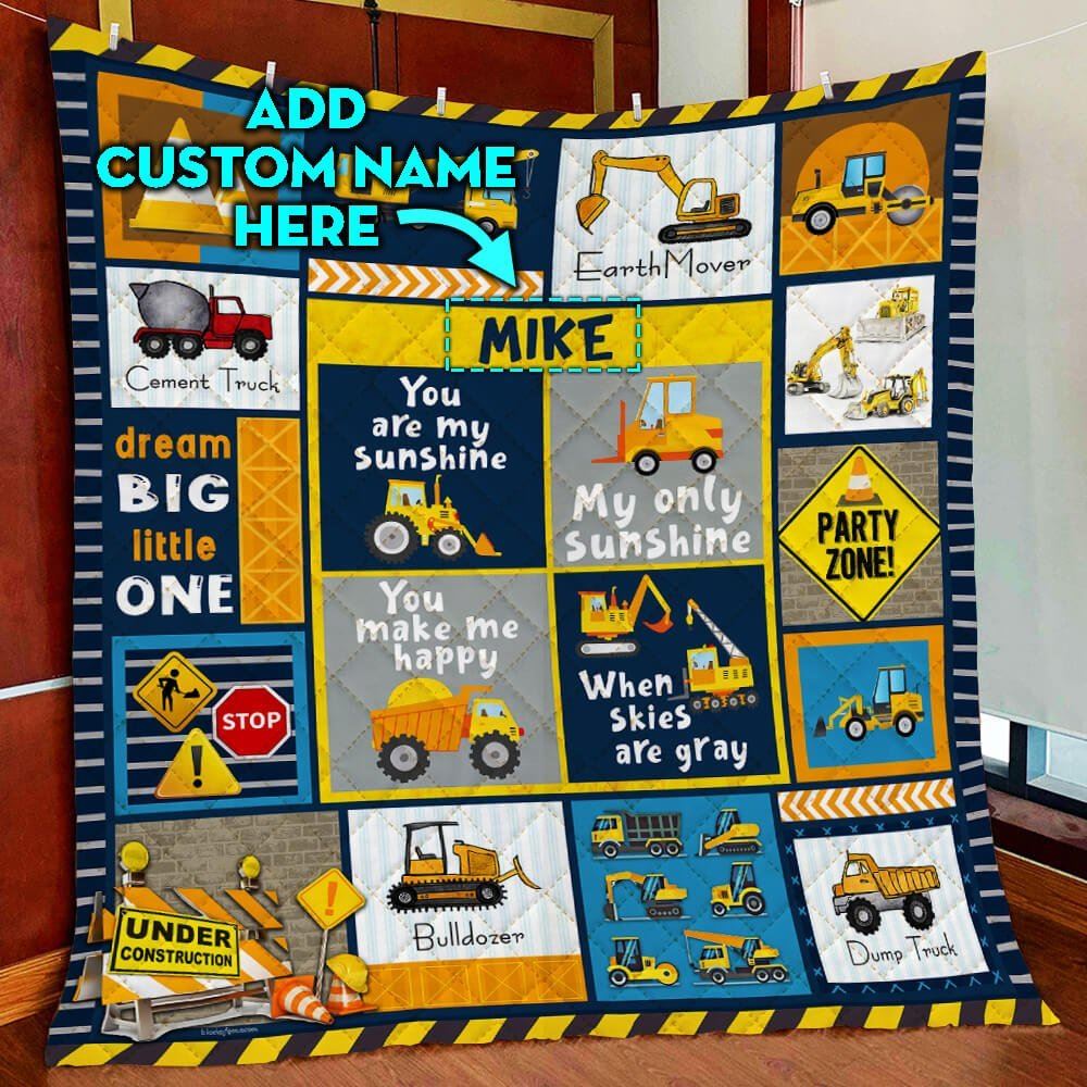 Personalized Heavy Equipment Boy Quilt Blanket