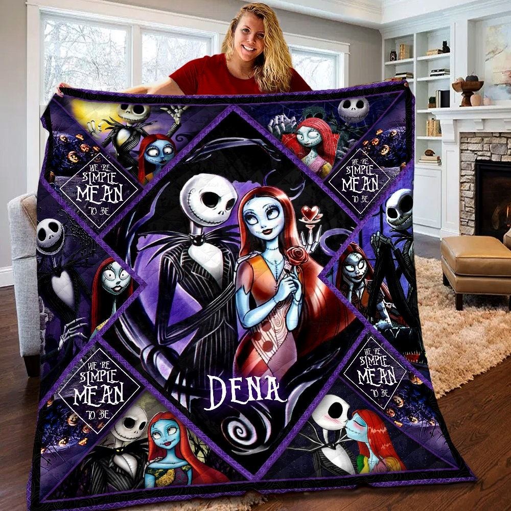 Personalized Jack Skellington Sally Blanket Tim Burtons The Nightmare Before Christmas Quilt Disney Halloween Blanket Gifts For Kids