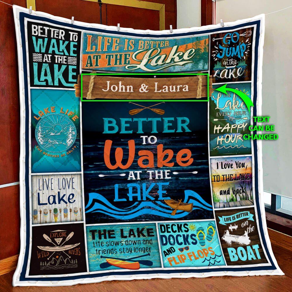 Personalized Lake Home Quilt Blanket--lo0ps