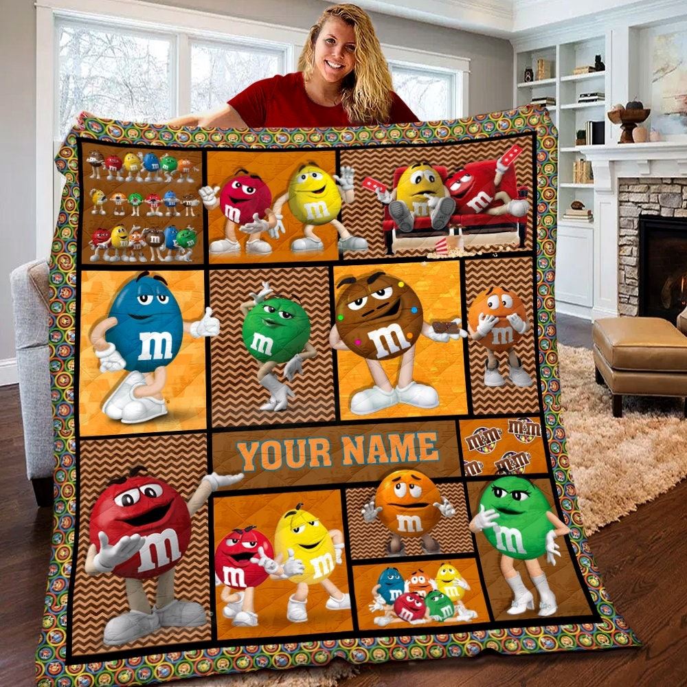 Personalized M And M Quilt M And M Blanket Mms World Birthday Gifts M And M Gifts For Kids M And M Theme Party