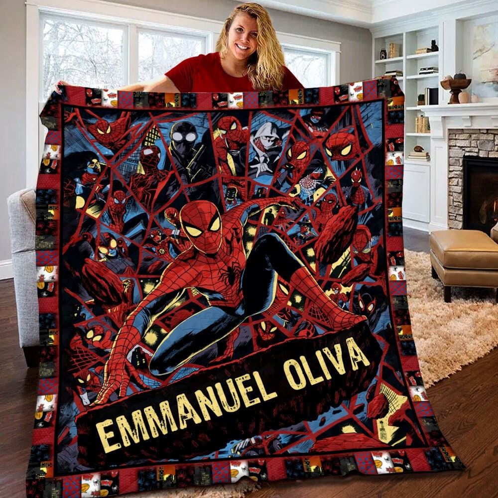 Personalized Marvel Spiderman Quilt Spiderman Fleece Blanket Spiderman Birthday Theme Party Spiderman Christmas Gift For Kids A84k1