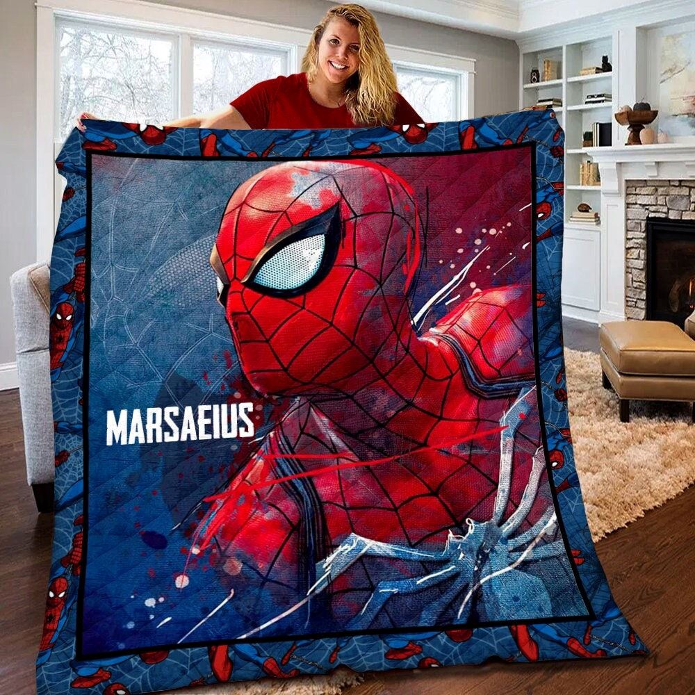 Personalized Marvel Spiderman Quilt Spiderman Fleece Blanket Spiderman Birthday Theme Party Spiderman Christmas Gift For Kids Dn2u9