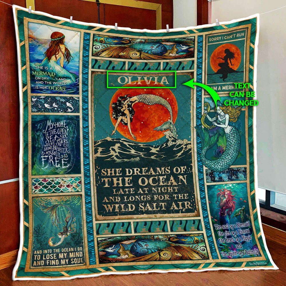 Personalized Mermaid Ocean Quilt Blanket