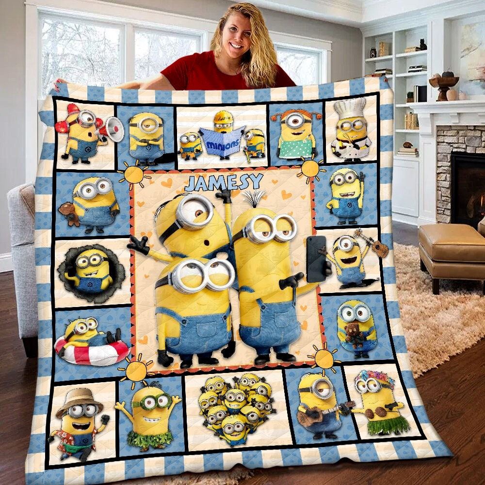 Personalized Minions Blanket Minions Quilt Minions Birthday Theme Party Minions Christmas Gift For Kids