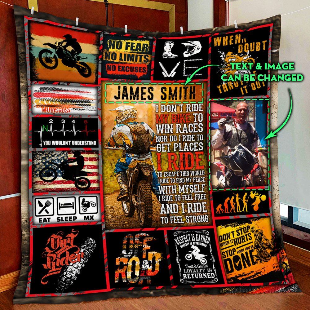 Personalized Motocross Custom Image Quilt Blanket