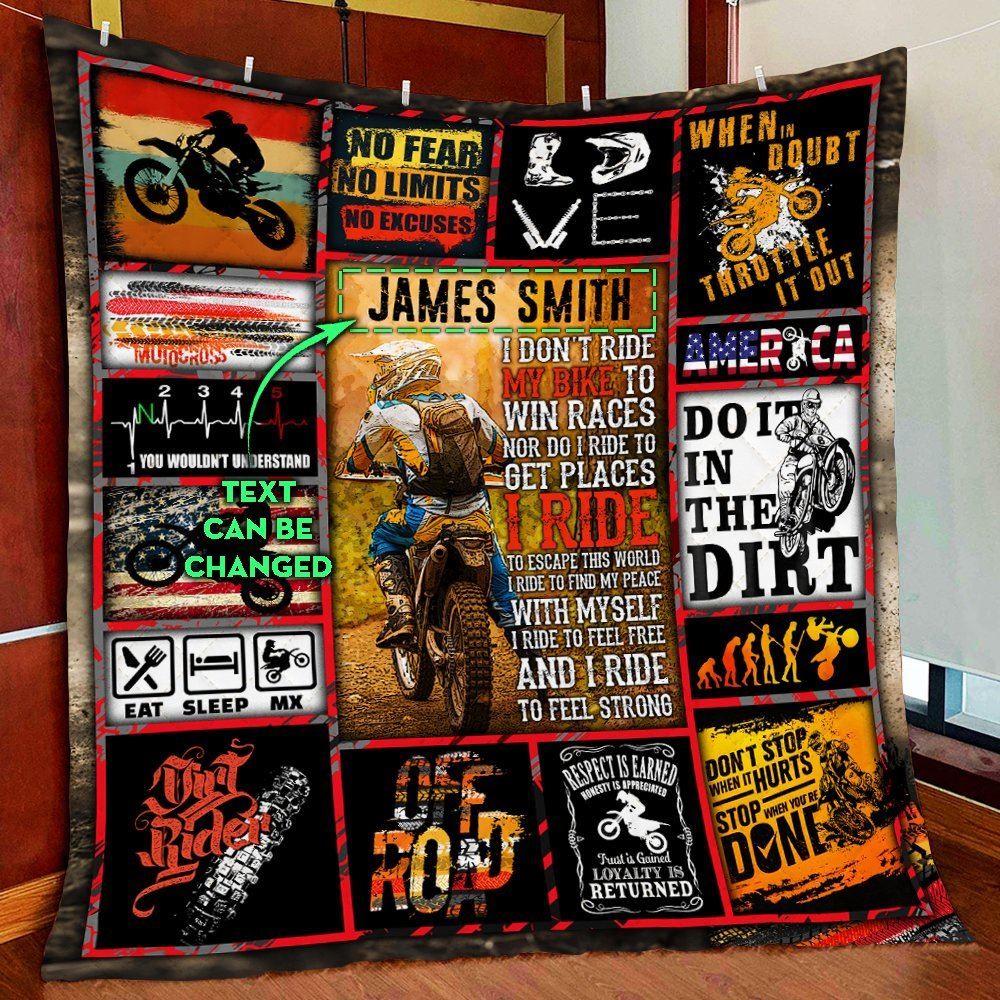 Personalized Motocross Custom Name Quilt Blanket