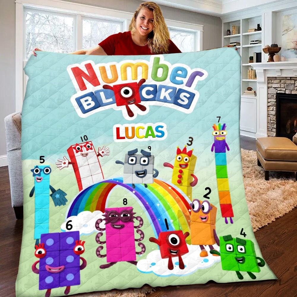 Personalized Numberblocks Quilt Numberblocks Fleece Blanket Numberblocks Kids Songs Birthday Gifts Birthday Gifts For Kids