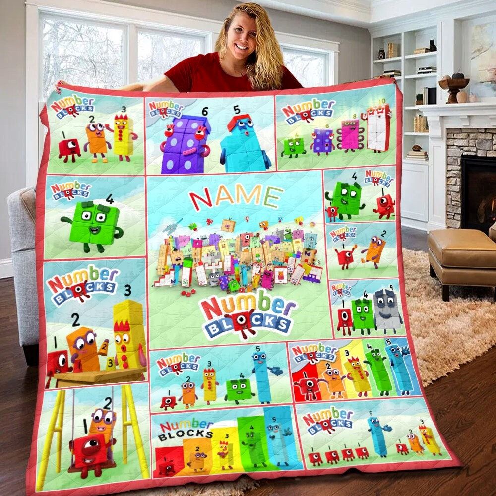 Personalized Numberblocks Quilt Numberblocks Plush Fleece Blanket Numberblocks Kids Songs Birthday Gifts Birthday Gifts For Kids