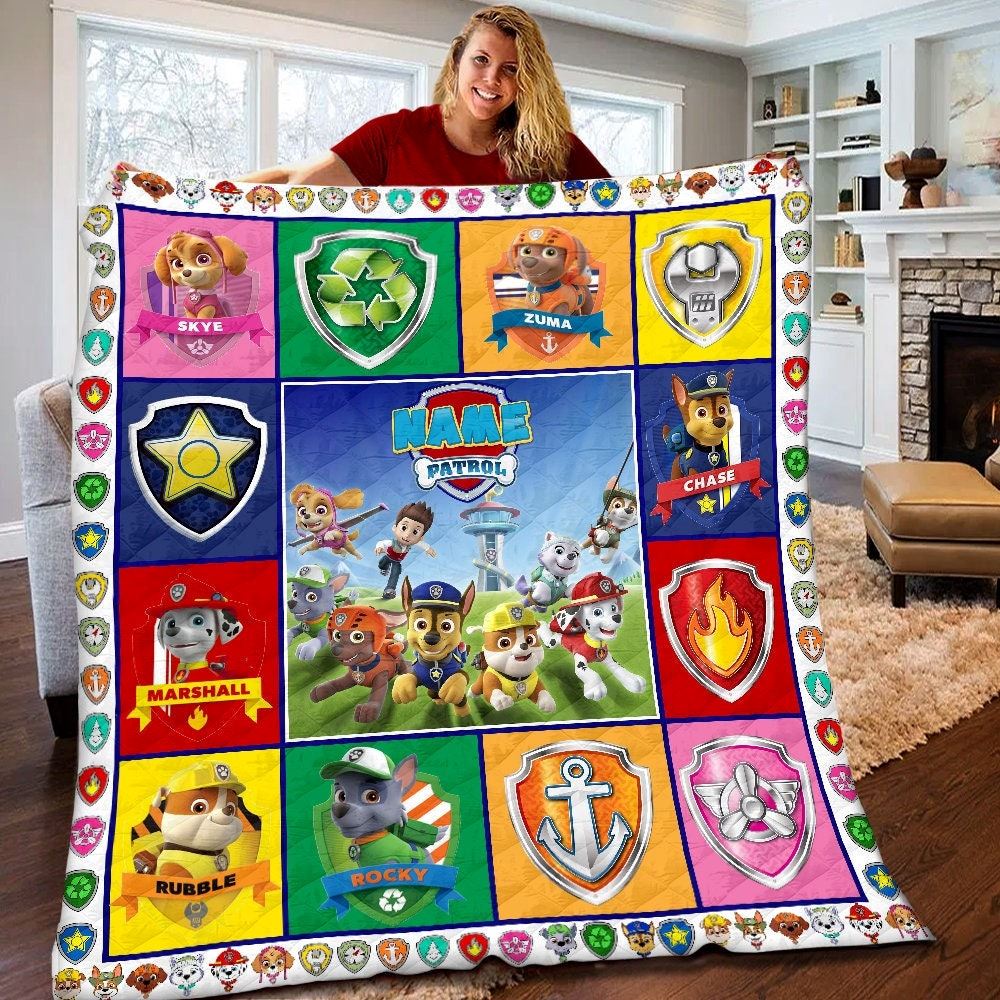 Personalized Paw Patrol Quilt Paw Patrol Blanket Paw Patrol Birthday Theme Party Paw Patrol Gift For Kids