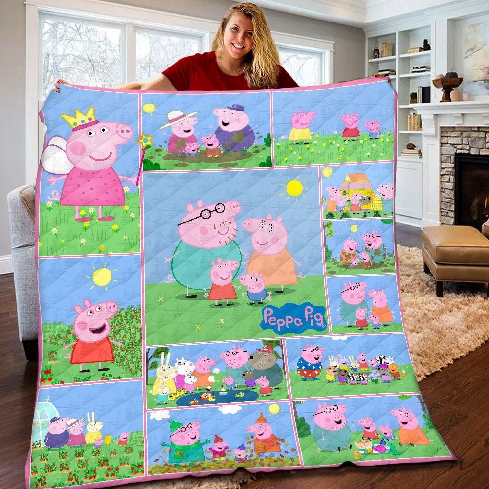 Personalized Peppa Pig Quilt Peppa Pig Fleece Blanket Peppa Pig Kids Birthday Gifts Peppa Pig Birthday Gifts For Kids