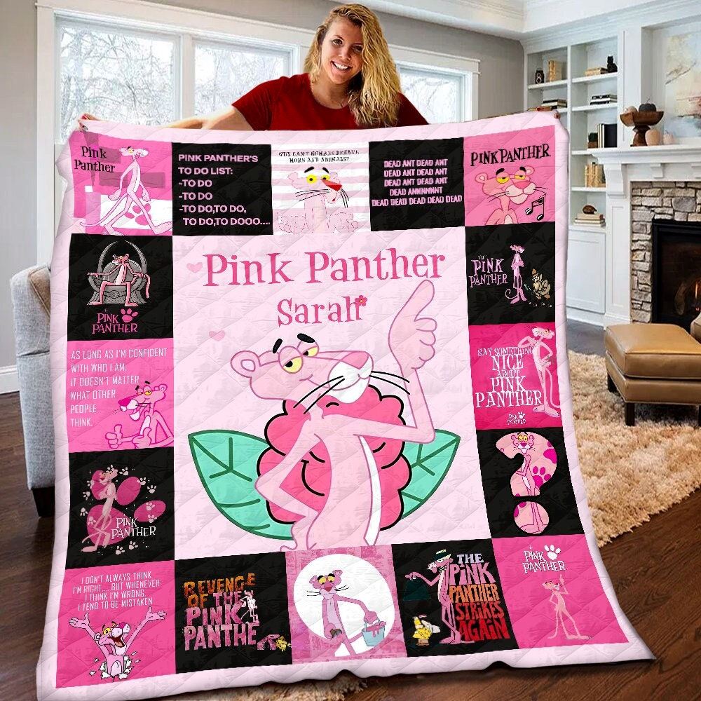 Personalized Pink Panther Quilt Pink Panther Blanket Pink Panther Birthday Gifts The Pink Panther Show Christmas Gift For Kids