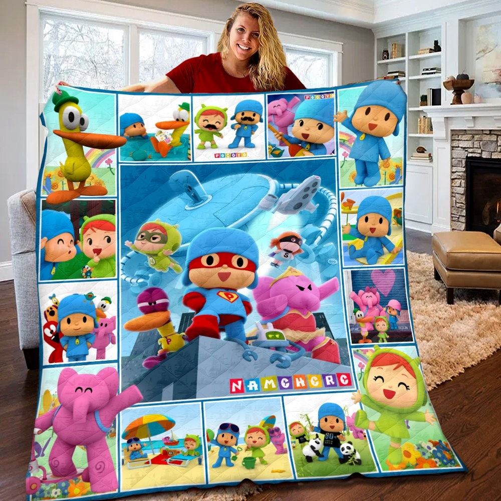 Personalized Pocoyo Quilt Pocoyo Fleece Blanket Pocoyo Birthday Gifts For Toddlers Pocoyo Christmas Gifts For Kids