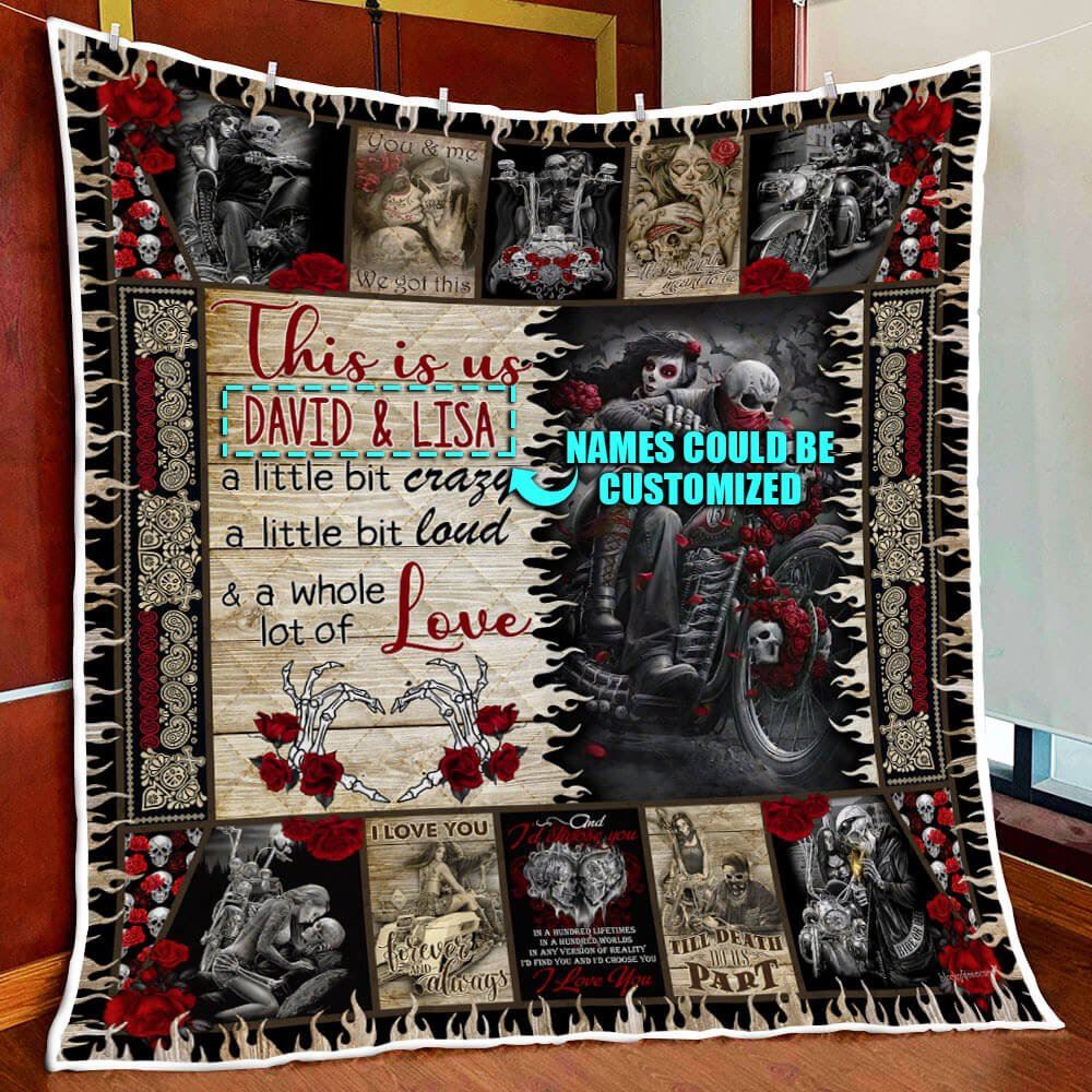 Personalized Skull Biker Couple This Is Us Quilt Blanket