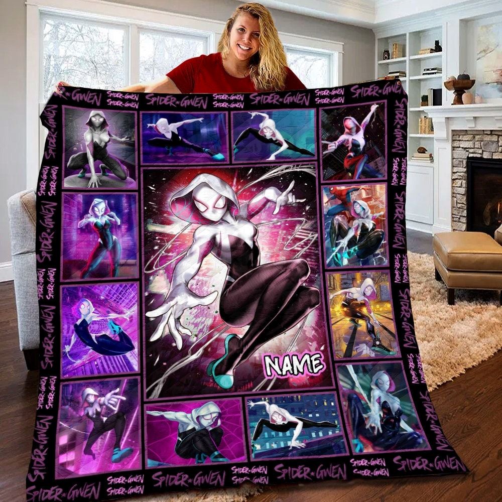 Personalized Spider Gwen Stacy Quilt Ghost Spider Fleece Blanket Spider Woman Birthday Gifts Marvel Comics Superhero Gift For Kids