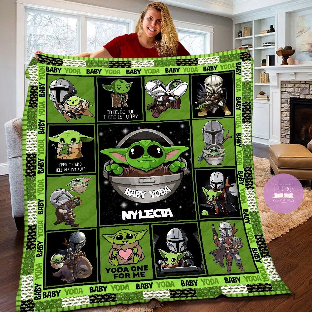 Personalized Star Wars Baby Yoda The Mandalorian Quilt Blanket Baby Yoda Fleece Blanket Star Wars Grogu Baby Yoda Mandalorian