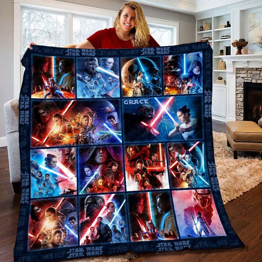 Personalized Star Wars Movie Quilt Star Wars Blanket Star Wars Movie Birthday Gifts Star Wars Christmas Gift For Kids