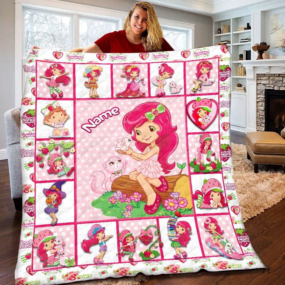 Personalized Strawberry Shortcake Quilt Strawberry Shortcake Fleece Blanket Strawberry Shortcake Kids Gifts Birthday Gifts For Kids Fcr3l