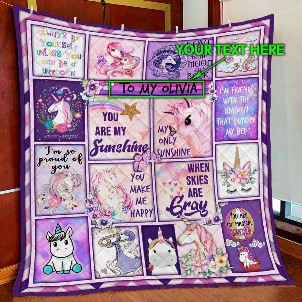 Personalized Sunshine Unicorn Quilt Blanket