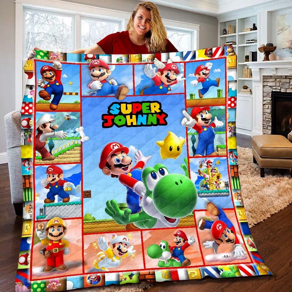 Personalized Super Mario Quilt Mario Series Fleece Blanket Super Mario Birthday Gifts For Toddlers Super Mario Game Gifts For Kids J611v