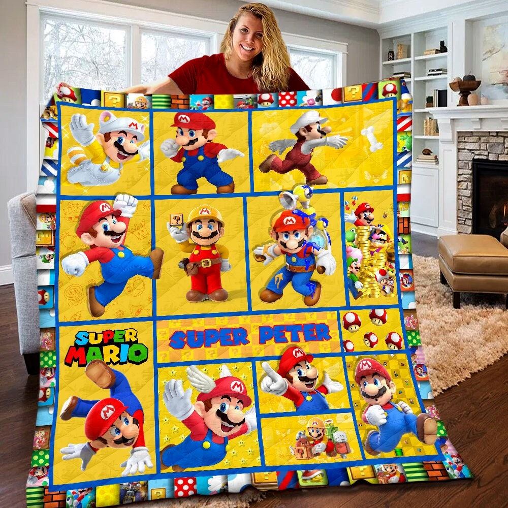 Personalized Super Mario Quilt Mario Series Fleece Blanket Super Mario Birthday Gifts For Toddlers Super Mario Game Gifts For Kids