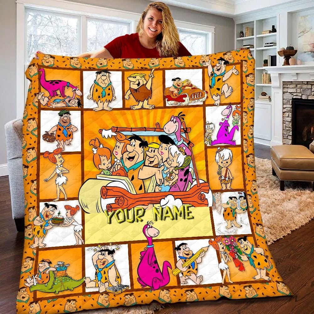 Personalized The Flintstones Quilt Fred Flintstone Fleece Blanket The Flintstones Birthday Gifts The Flintstones Christmas Gifts