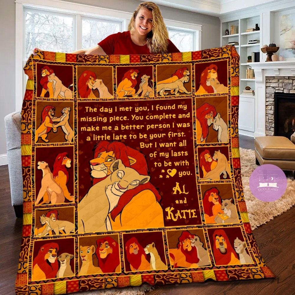 Personalized The Lion King Mufasa And Sarabi Quilt Blanket Mufasa And Sarabi Fleece Blanket Valentine Quilt Blanket Valentine Gifts