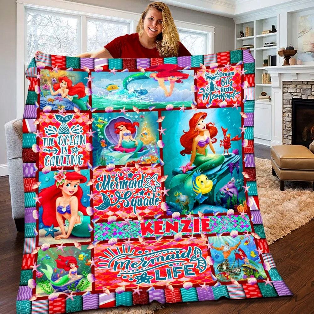 Personalized The Little Mermaid Quilt The Little Mermaid Fleece Blanket Disney Princess Birthday Gifts Disney Christmas Gifts For Kids