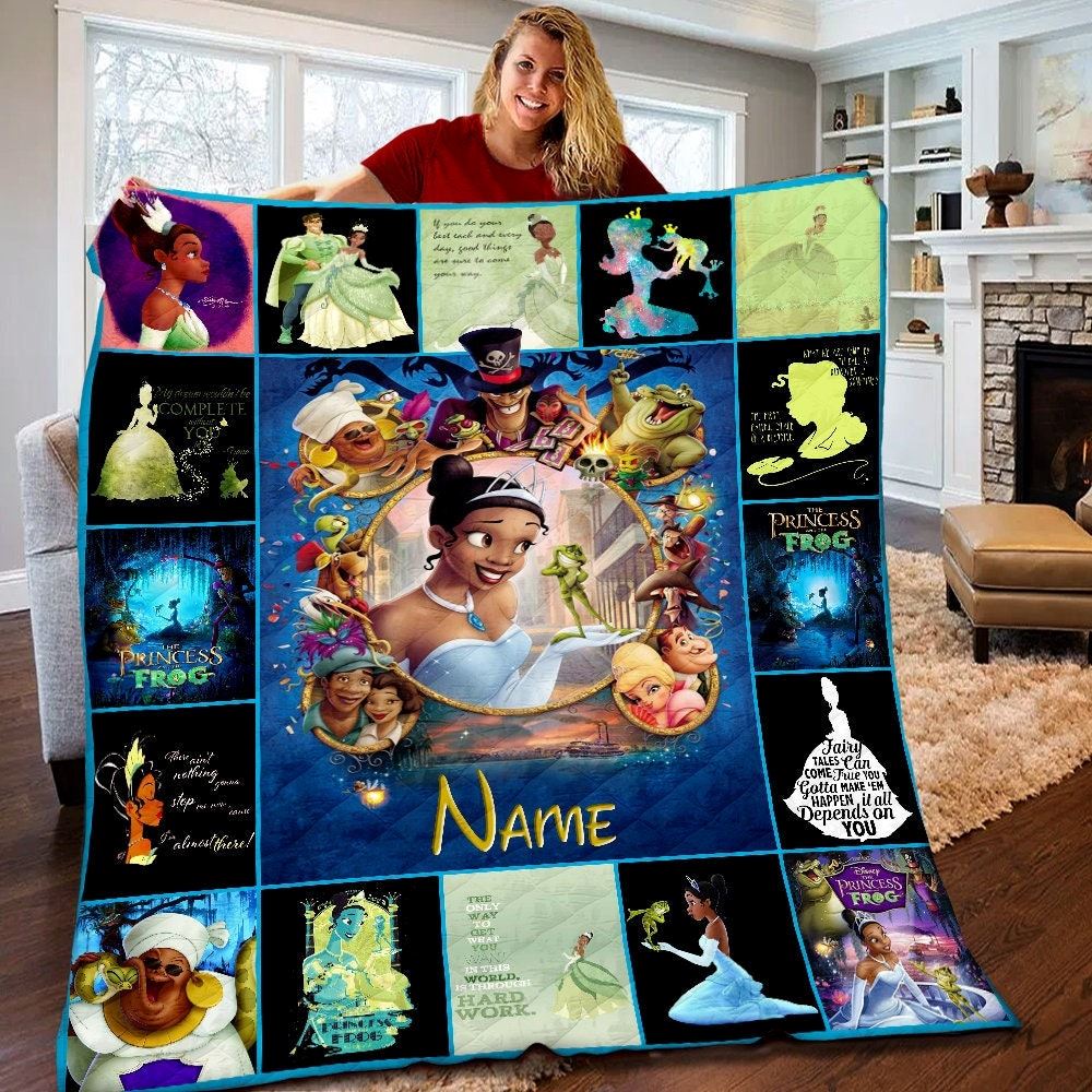 Personalized The Princess And The Frog Quilt Tiana Princess Blanket Disney Birthday Gifts Disney Princess Christmas Gift For Kid