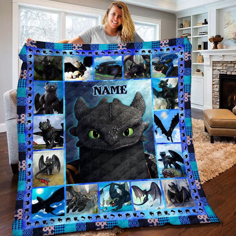 Personalized Toothless Night Fury Quilt Toothless Night Fury Fleece Blanket Night Fury Birthday Theme Party Toothless Christmas Gifts Dy3mv