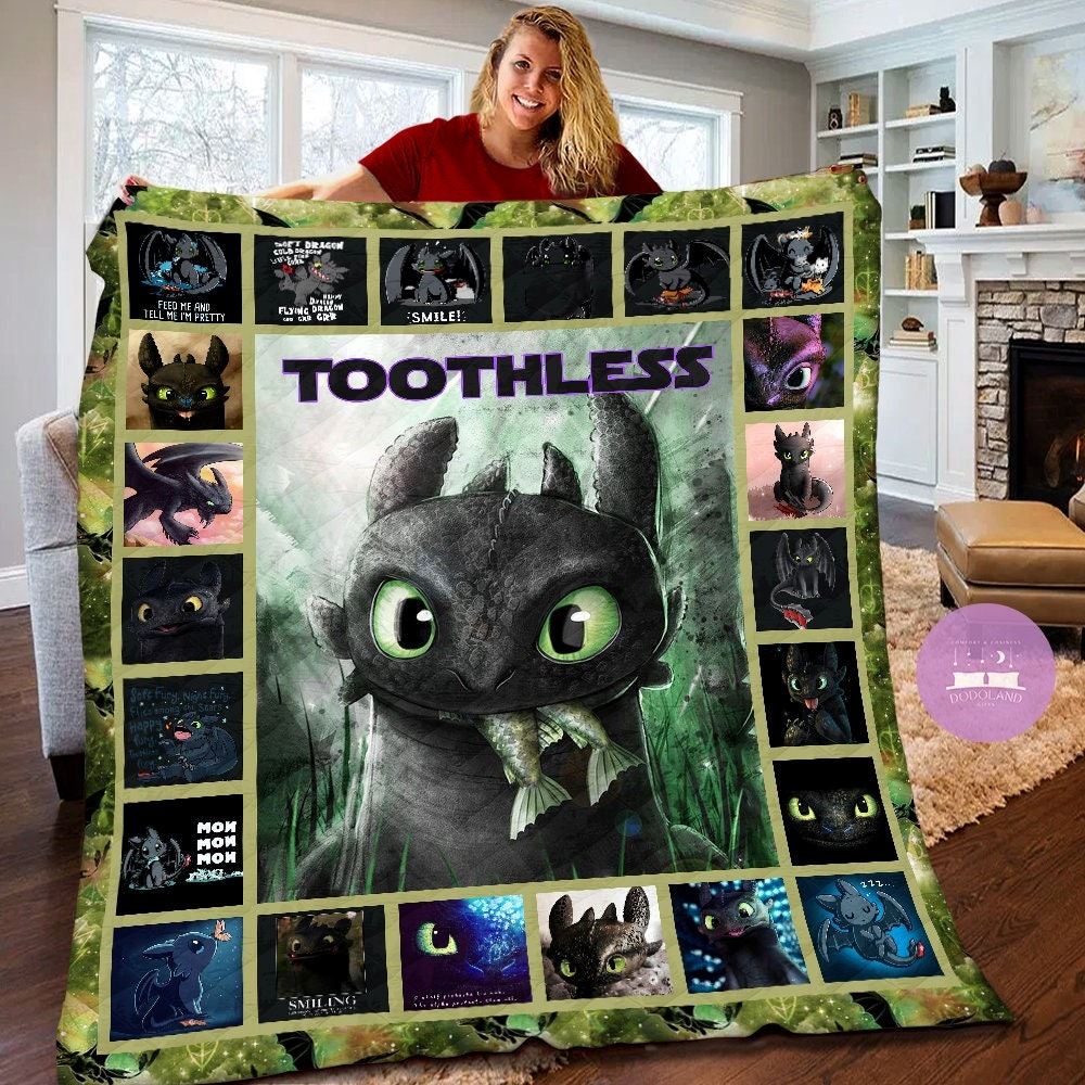 Personalized Toothless Night Fury Quilt Toothless Night Fury Fleece Blanket Night Fury Birthday Theme Party Toothless Christmas Gifts