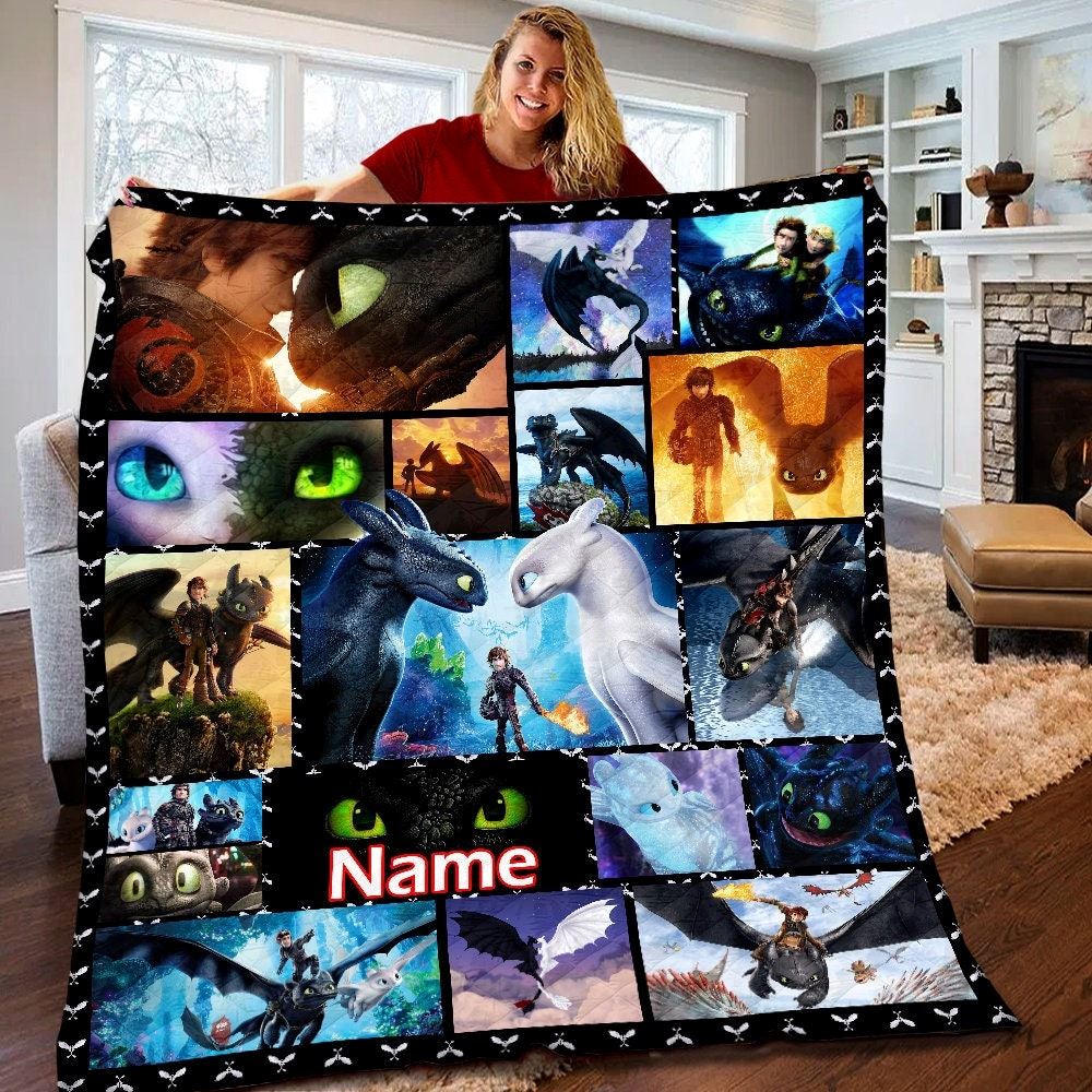 Personalized Toothless Quilt Toothless Fleece Blanket How To Train Your Dragon Birthday Gifts Toothless Dragon Christmas Gift For Kids