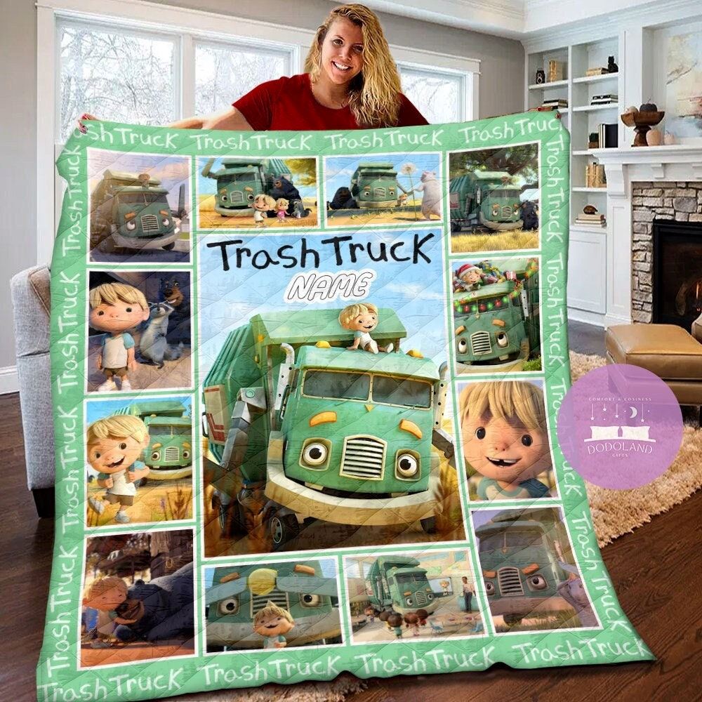 Personalized Trash Truck Quilt Trash Truck Blanket Netflix Series Trash Truck Birthday Gifts Netflix Trash Truck Gift For Kids 4cm12