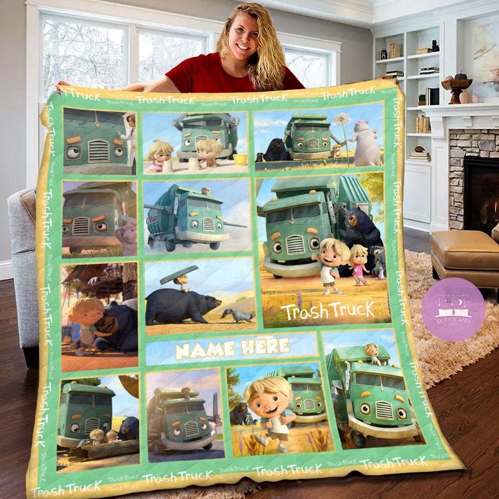 Personalized Trash Truck Quilt Trash Truck Blanket Netflix Series Trash Truck Birthday Gifts Netflix Trash Truck Gift For Kids 6032x