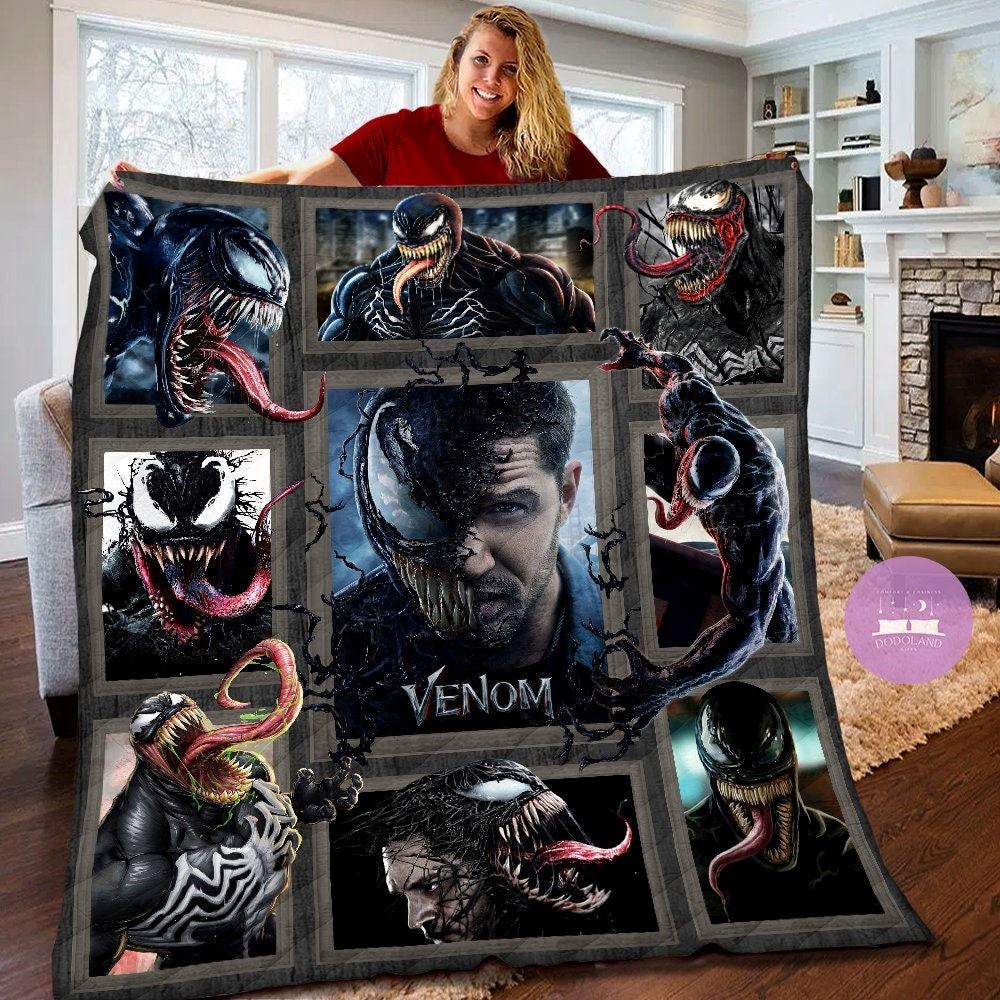 Personalized Venom Quilt Blanket Venom Fleece Blanket Venom Halloween Theme Party Venom Christmas Blanket Gift For Mom Dad Kid