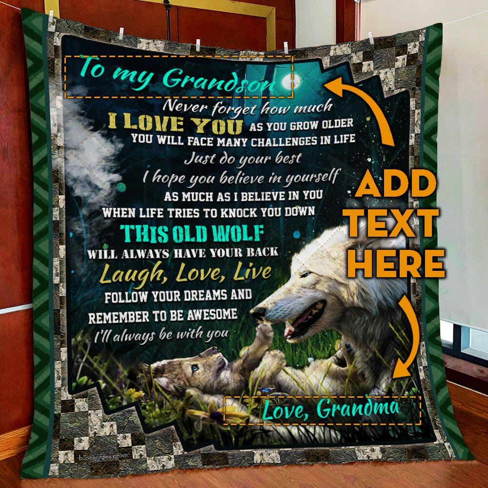 Personalized Wolf Boy Quilt Blanket