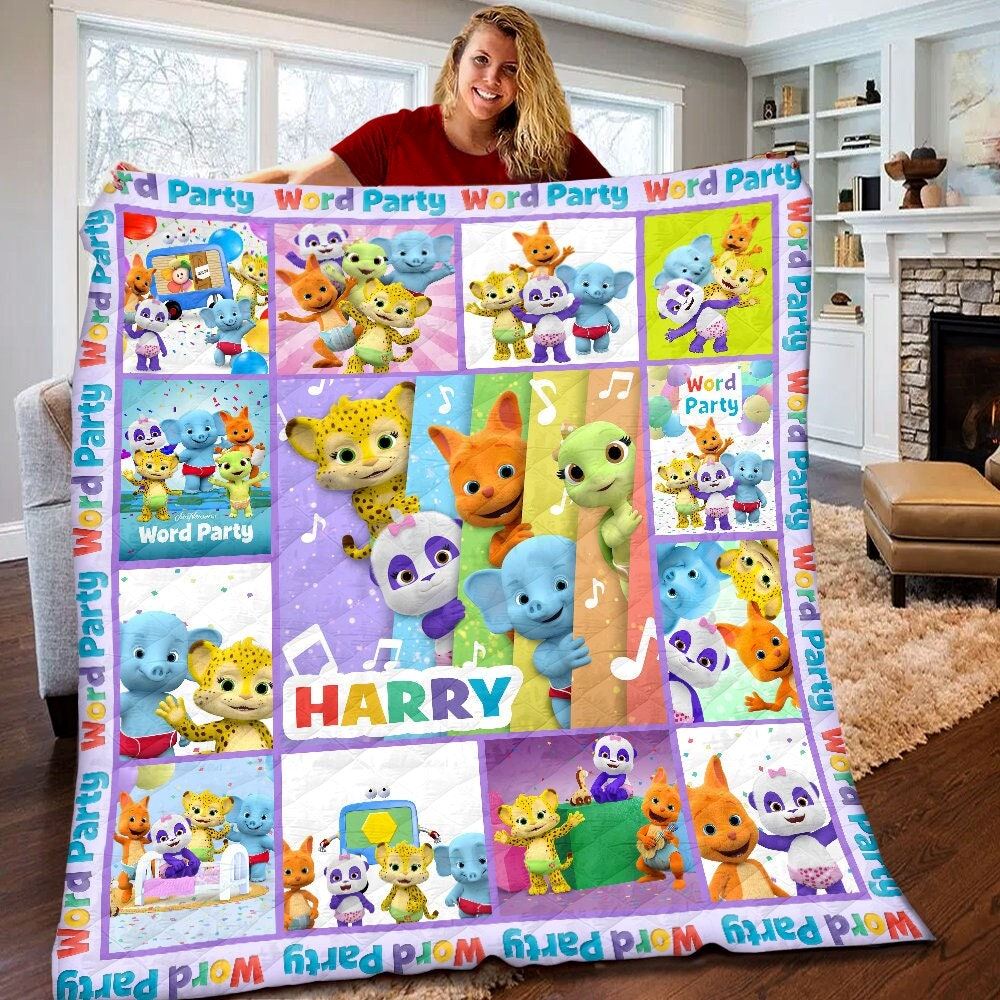 Personalized Word Party Quilt Word Party Fleece Blanket Word Party Birthday Gifts For Toddlers Word Party Christmas Gifts For Kids Zmlfq